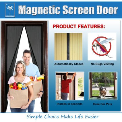 Magnetic Screen Door2 Pack Full Frame Velcro Included-Super Fine Fly Mesh Great For Pets Keep Bugs Out Fits Door Openings up to 34quotx82quotTrue Black