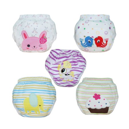 Babyfriend Baby Girls' Washable 5 Pack Training Pants Kids Potty Cloth Diaper Nappy Underwear TP5-001
