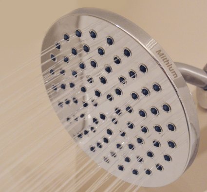 Mithium 8 Inch Stainless Steel Shower Head Chrome Finished Rainfall Edition for Low and High Water Pressures with Adjustable Metal Ball Joint 2.5 GPM
