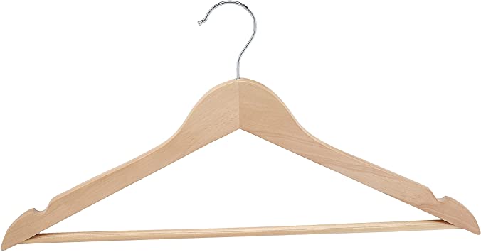 Amazon Basics Wood Suit Clothes Hangers - Natural, 10-Pack