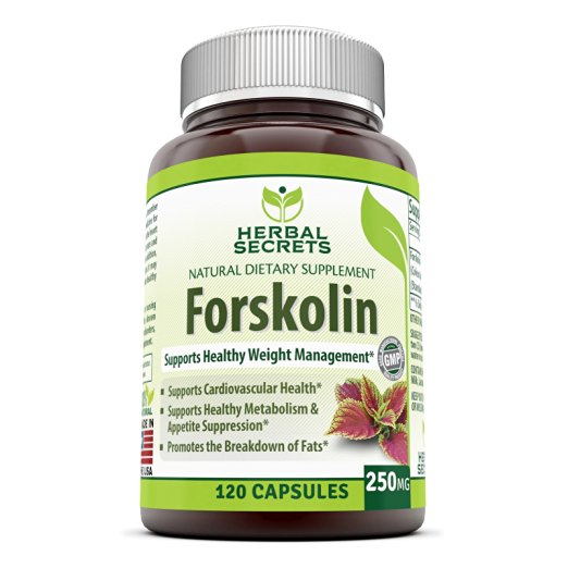 Herbal Secrets Forskolin 250 mg 120 Capsules - Highest Grade & Powerful Antioxidant, Weight Loss, Boosts Energy for Women & Men