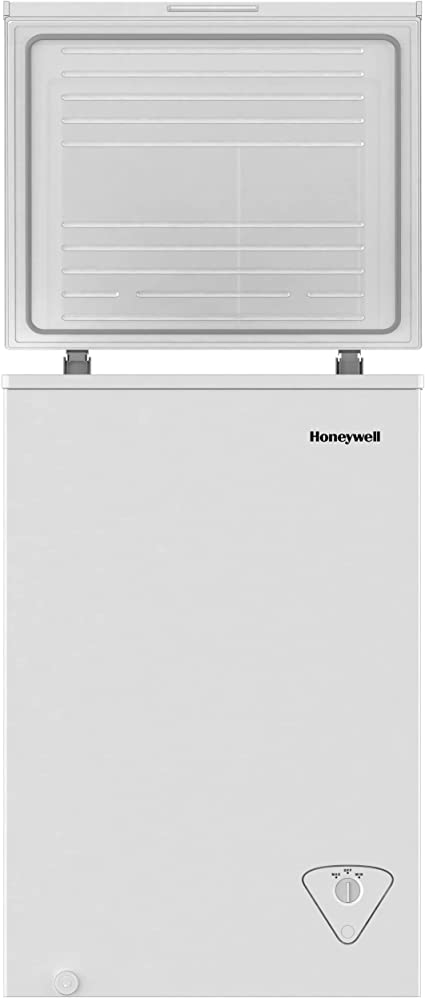 Honeywell 3.5 Cubic Feet Chest Freezer with Removable Storage Basket, Adjustable Temperature Control, Energy Saving, for Garage, Office, Dorm, or Apartment, white