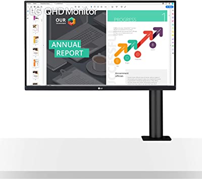 LG 27QN880-B 27” QHD (2560 x 1440) IPS Monitor with Ergo Stand and HDR 10 Compatibility and USB Type-C Connectivity, Black