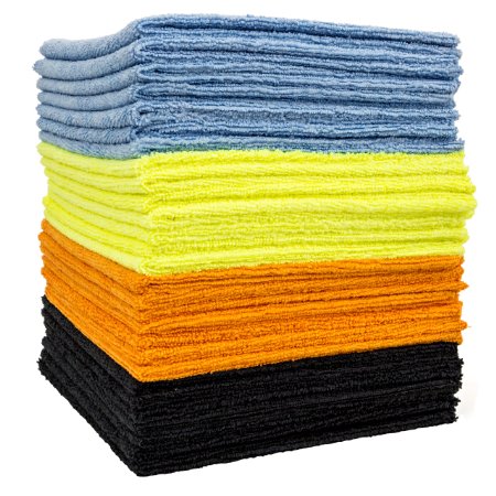 Dry Rite's Best Edgeless Wonder Microfiber Cloth - Multi-Pack of Mixed Color Cleaning Towels for Fine Auto Finishes, Interior, Chrome, Kitchen, Bath, TV, Glass- Non Scratching, Streak Free- 16" x 16"