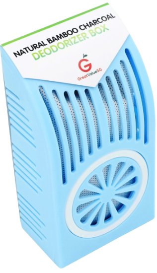 Great Value SG Natural Bamboo Charcoal Deodorizer Box- BEST REFRIGERATOR ODOR & MOISTURE ABSORBER - More Effective than Baking Soda - Keep food fresh longer and air cleaner (Baby Blue)