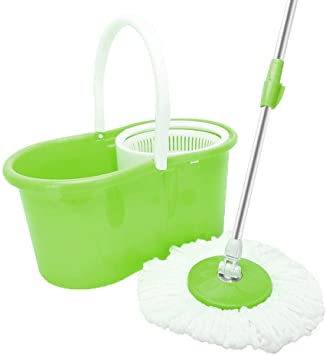 Forart 360° Microfiber Spin Mop with Bucket and Dual Mop Heads Self Wringing Spinning Mop Telescoping Handle Easy Floor Mop Floor Cleaning System for Home Kitchen Office(Ship from USA)
