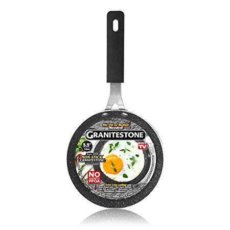 Granitestone Egg Pan 5.5" inches Nonstick Novelty-Sized Eggpan with Rubber, Heat-Proof Handle As Seen On TV