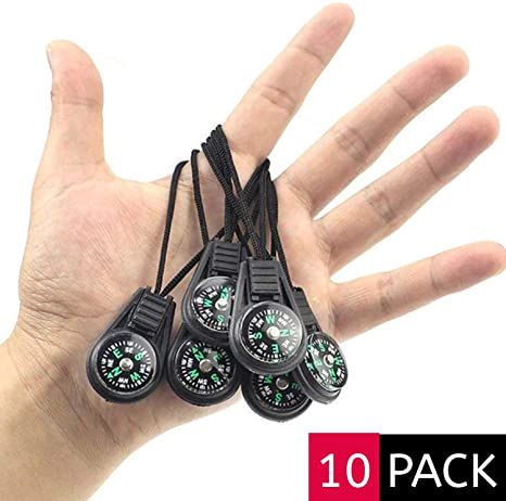 SPYSEE Mini Survival Compass Pack of 10 - Outdoor Camping Hiking Pocket Compass Liquid Filled Mini Compass for Paracord Bracelet Necklace Key Chain