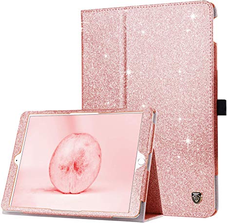 BENTOBEN iPad 7th Generation Case, New iPad 10.2 Case 2019, Glitter Bling Folio Stand Smart Auto Wake/Sleep with Pencil Holder Shiny PU Leather Protective Case Cover for iPad 10.2 inch 2019, Rose Gold