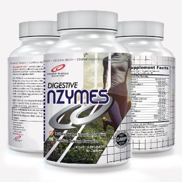 Power Blendz Digestive nZYMES complete digestive enzymes diet supplement with lipase, amylase and medium chain triglycerides - 60 capsules