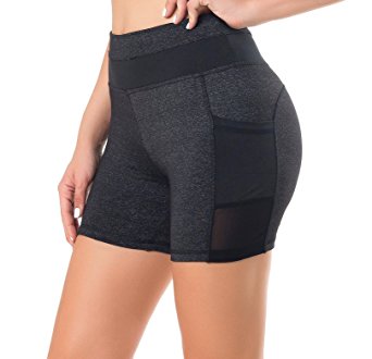 Sudawave Womens Mesh shorts Workout Yoga Pants Running With Side Pocket