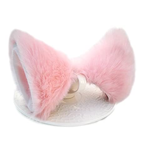 Sheicon Cat Fox Fur Ears Hair Clip Headwear Anime Cosplay Halloween Costume Color Pink