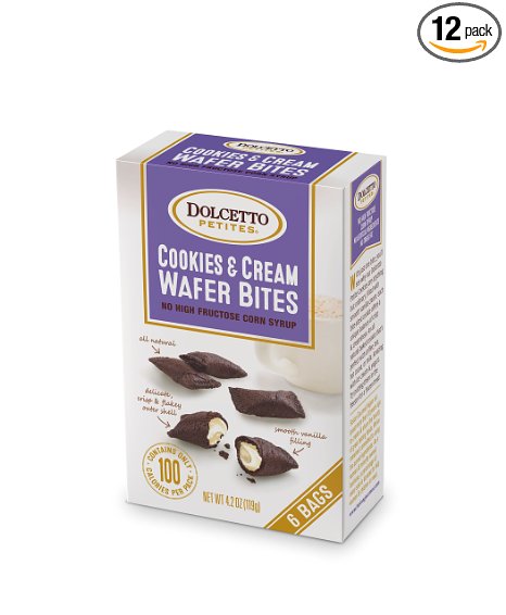 Dolcetto Cookies and Cream Wafer Bites, 4.2 Ounce (Pack of 12)