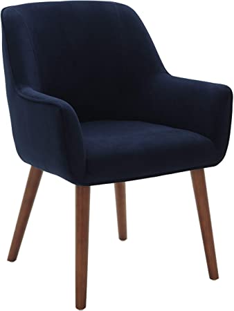 Amazon Brand – Rivet Julie Mid-Century Modern Dining Room Accent Chair with Arms, 32"H, Ink Blue