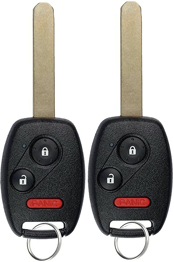 2 KeylessOption Replacement 3 Button Uncut Ignition Key Keyless Entry Remote Control Fob Combo Compatible With MLBHLIK-1T