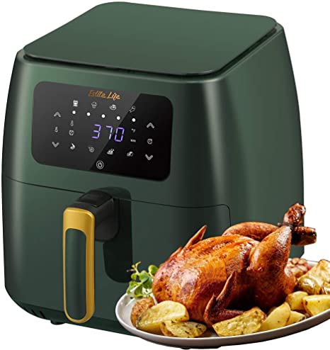 Air Fryer 8.5 Quart Airfryer Oven, 8-in-1 Electric Hot Air Fryers Oven , Oilless Cooker with Digital LCD Screen, Rapid Frying, Nonstick Basket, 1700W, Green