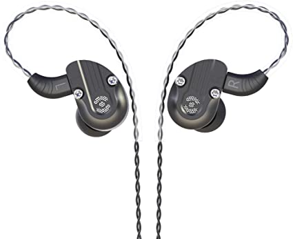 RevoNext NEX202 in Ear Monitor,Dual Driver 1DD 1BA Aluminum Alloy Shell Wired Earbuds with 0.78mm 2Pins 3.5mm Plug Upgraded Detachable Cables(no mic, Black)