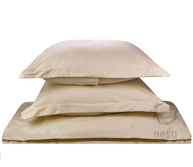 Egyptian Cotton-300 Thread Count 2 Pieces Tailored Pillow Shams Standard Size 20 x 26 Inches -Beige Solid. ( 51 cm x 65 cm)
