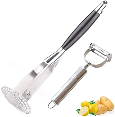 Autoor Heavy Duty Stainless Steel Potato Masher and Hand Held Stainless Steel Grater