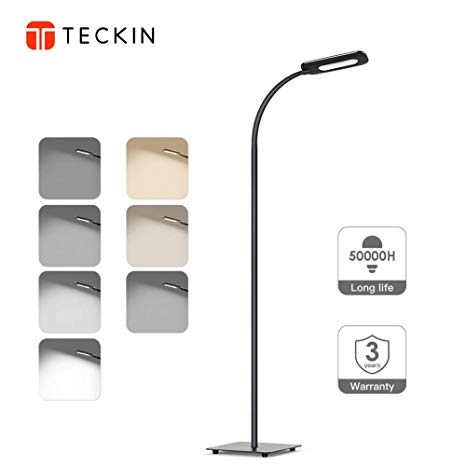 Floor Lamp, LED Floor Light, TECKIN 8W Standing Lamp, 3 Color Temperatures Setting with Flexible Gooseneck, for Living Room, Bedroom, Office, Study Room