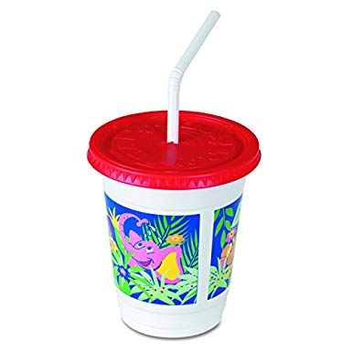 Solo CC12C-J5145 12 oz Jungle - Kids Plastic Cup/lid/straw (Case of 250 Sets)