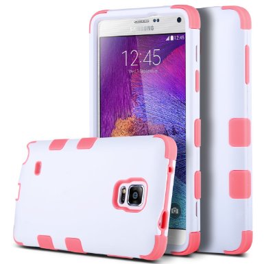 Note 4 Case,Galaxy Note 4 Case,ULAK 3 in 1 Shield Series Shock Absorbing Luxury Wallet Cases PU Leather Galaxy Note 4 Flip Cover with Foldable Stand/Card Slots for Samsung Galaxy Note 4(Coral Pink)