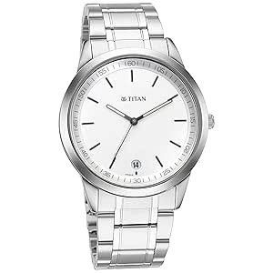 Titan Men's Timeless Style Analog Watch: Refined White Dial and Metal Strap-NP1806SM03