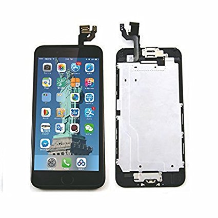 iPhone 6 Digitizer, GBB Full Set with spare sets LCD Screen Replacement Digitizer with Front Camera,Ear Speaker, Home Button for iPhone 6 – Black