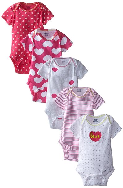 Gerber Baby Girls' 5 Pack Variety Bodysuits