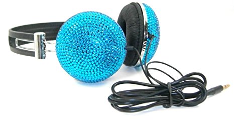 Teal Aqua Crystal Rhinestone Bling Dj Over Ear Headphones
