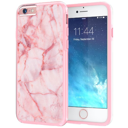 iPhone 6 Plus Case, iPhone 6s Plus 5.5" Case, True Color® Pink Marble [Stone Texture Collection] Slim Hybrid Hard Back   Soft TPU Bumper Protective Durable Cover [True Protect Series]