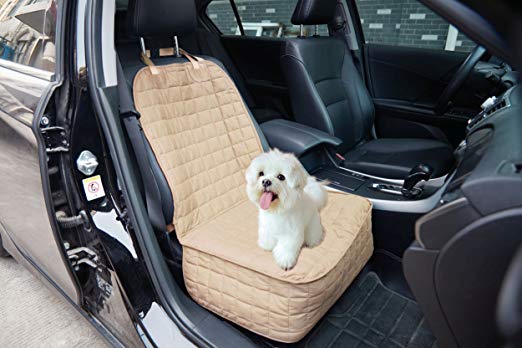 Elegance Linen Quilted Design0 Waterproof Premium Quality Bench Car Seat Protector Cover (Entire Rear Seat) for Pets - Ties to Stop Slipping Off The Bench