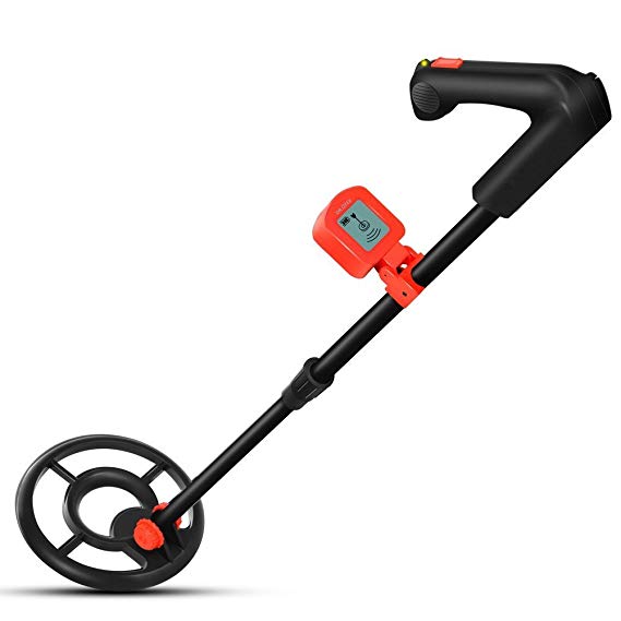 Easy to Operate Lightweight Metal Detector for Kids and Beginners, Sound Mode, LCD Display, Waterproof Coil, High SENS to Detect Gold, Sliver, Coins, Artifacts, Perfect Gifts for Junior-Red/Black