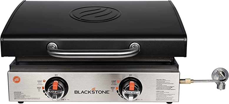 Blackstone 1813 Stainless Steel Propane Gas Hood Portable, Flat Griddle Grill Station for Kitchen, Camping, Outdoor, Tailgating, Tabletop, Countertop – Heavy Duty, 12, 000 BTUs, 22 Inch, Black