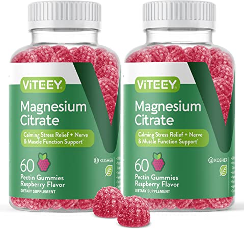 Magnesium Citrate Gummies Supports Stress Relief, Anxiety Relief, Sleep Aid, Calm Mood, Muscle Relaxer, Migraine Relief, Optimal Relaxation, Chewable Gummy Supplement, for Adults Teens Men and Woman