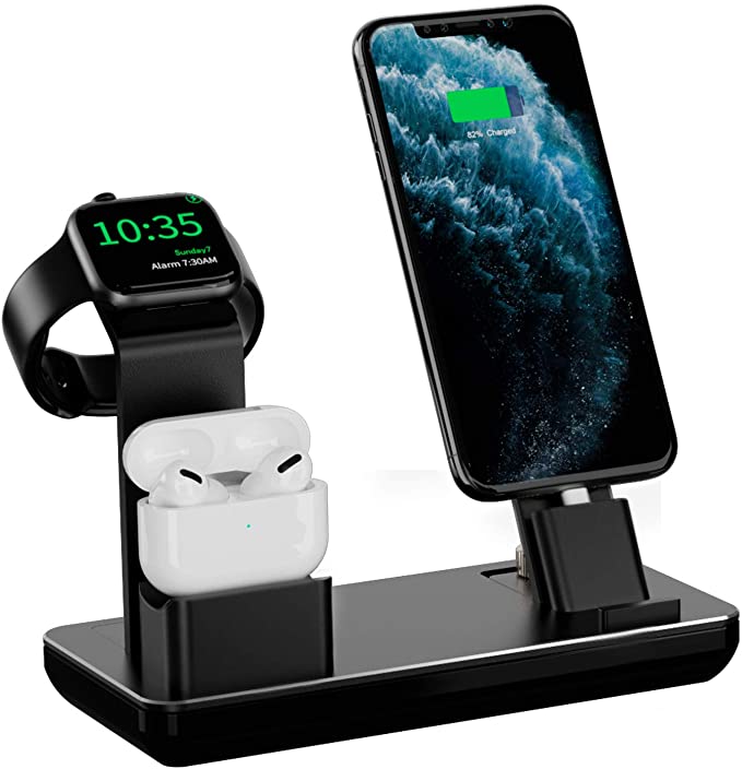 YoFeW 3 in 1 Charging Station for Apple Watch,iPhone and Airpods, Compatible with iwatch Series 5/4/3/2, iPhone 11 Pro Max/Xs/X Max/XR/X/8/8Plus/7/7 Plus /6S /6S Plus,Airpods pro(Upgraded)