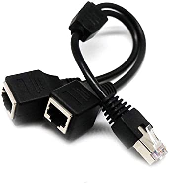 RJ45 Ethernet Splitter Cable, Ethernet Splitter 1 to 2 Cable Adapter, RJ45 Ethernet Port Network Suitable for Computer/Router/Network Box with RJ45 Interface, Compatible with Cat7, Cat6, Cat5e,Cat5