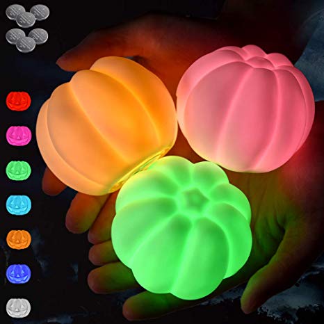 Bath Toys 10 Packs, Light Up Mini Pumpkin Baby Shower Flashing Color Changing Light, Floating Light Battery LED Night Light for Kids Baby Toddler for Bathtub Bedroom Swimming Pool Yard Party Decor