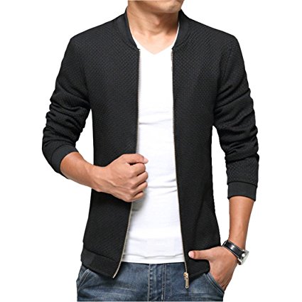 LOVECC Men's Jacket Stand Collar Regular Fit Casual Solid Outdoor Coats
