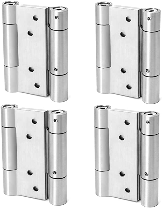 QWORK Double Action Spring Door Hinge, 304 Stainless Steel Loaded Spring Loaded Door Swing Hinge for Cafe Saloon Door, 4 Pcs, 4 Inch