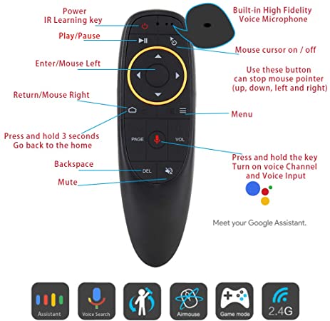 2.4G Voice Air Fly Mouse, Strqua G10 6 Axis Gyroscope IR Learning Air Remote Mouse for Android TV Box X88 Mini M8s A95x