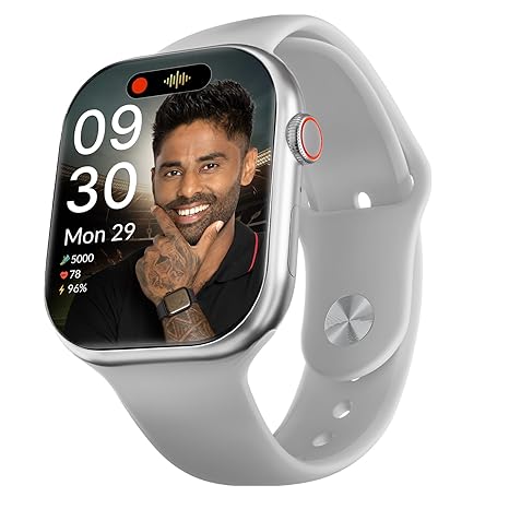 CrossBeats Nexus 2.1” Super AMOLED Display Smart Watch with ChatGPT-Powered| Dynamic Island| 5.3 Bluetooth Calling Smartwatch| Always on| in-app GPS| 500  Watch Faces| AI Health Tracker -(Silver)