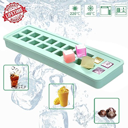 Silicone Ice Cube Trays, IC ICLOVER Easy-Pop Mini 20 Cavities DIY Ice Mold Square for Cocktails Whiskey Particles & Soap, Candy Pudding Jelly Milk Juice Moulds