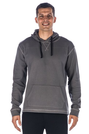 Noble Mount Mens Solid Thermal Lounge Hoodie - with Contrast Stitching