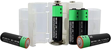 Popular Mechanics Battery Converters - AA to C & D Size Battery Spacer Converter Case - 4 Pack Battery Adapters - Turns Disposable or Rechargeable AA Batteries into C & D