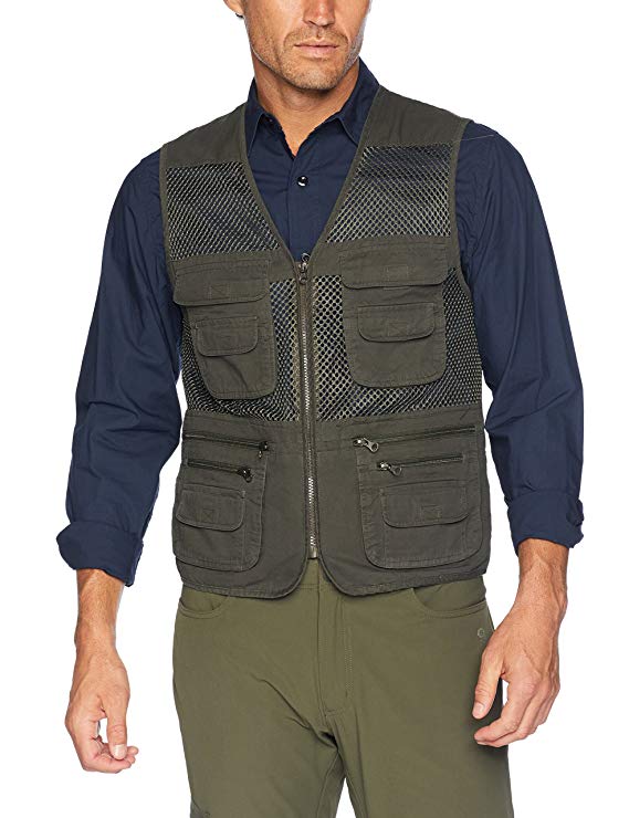 Kedera Men's Mesh Fishing Vest Photography Work Multi-Pockets Outdoors Journalist's Vest Jacket