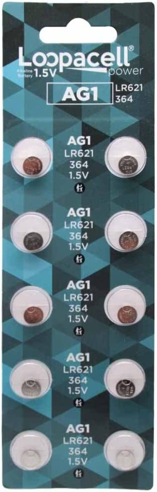 LOOPACELL (50) AG1 Watch Batteries - SR621, SR621SW, 364, 164