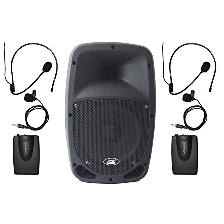 Audio 2000s 6407M 8" Dual Channel Wireless Microphone Bluetooth Portable PA System with 2 Bodypack