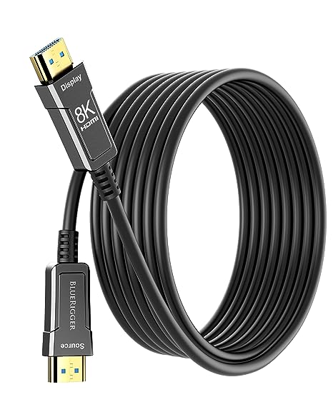 BlueRigger 8K Fiber Optic HDMI Cable 30M (48Gbps, in-Wall CL3 Rated,  eARC, 8K 60Hz, 4K 144Hz, HDCP 2.3, HDR10 ) Ultra High Speed Long HDMI AOC 2.1 Cable - for Gaming, VR, HDTV, Monitor, PC