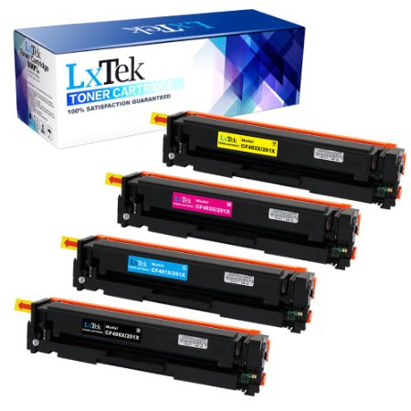 LxTeK Compatible Toner Cartridge Replacement Set For HP 201X (1 Black|1 Cyan|1 Magenta|1 Yellow) 4 Pack CF400X CF401X CF403X CF402X For Use With HP Color LaserJet Pro M252 MFP M277 M277DW M252DW